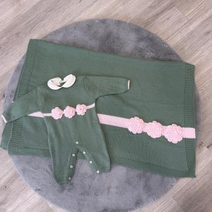 Set copertina e tutina neonata in lana