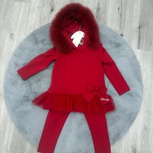 Coordinato Bimbalò in pelliccia di visone rossa