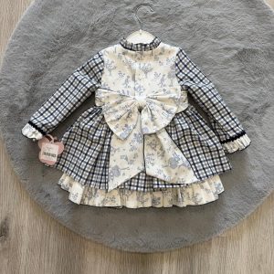 Abito bambola blu con fiocco