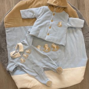 Coordinato 3pz in ciniglia neonato