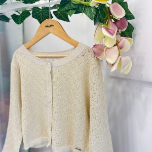 Cardigan in filo beige e oro TucTuc