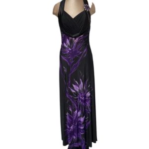 abito lungo floreale impero couture