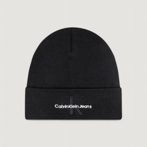 Berretto Calvin Klein Jeans mono logo embro beanie Nero