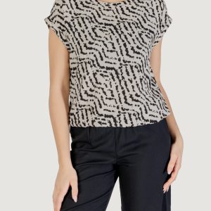 Blusa manica corta Street One roundneck blouse w dropped shoulder aop Avorio
