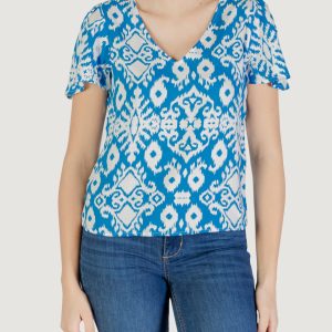 Blusa manica corta Vero Moda vmeasy joy v-neck ss wvn ga Celeste