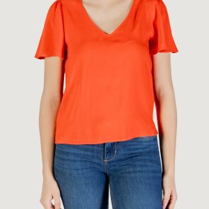 Blusa manica corta Vero Moda vmeasy joy v-neck ss wvn ga Rosso
