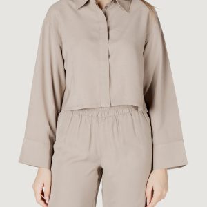 Bluse manica lunga Only onlaris life ls ope back sh shirt cc wvn Taupe