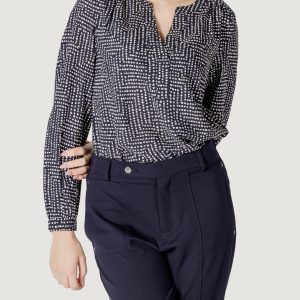 Bluse manica lunga Street One splitneck tunic blouse Blue scuro