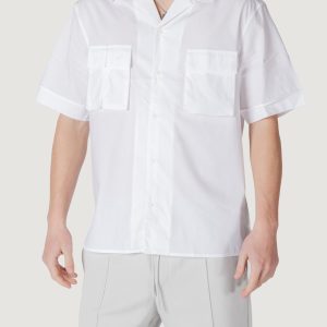 Camicia manica corta Antony Morato granada relaxed fit with logoed metal badge Bianco
