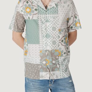 Camicia manica corta Antony Morato honolulu straight fit with logoed metal badge Verde