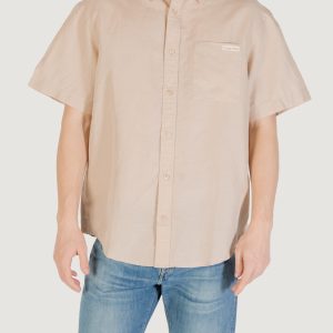 Camicia manica corta Calvin Klein Jeans linen cotton s/s Beige