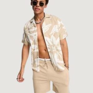 Camicia manica corta Jack Jones jprblatropic resort shirt s/s relax sn Beige