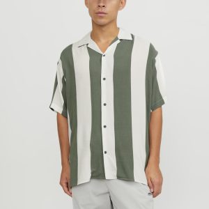 Camicia manica corta Jack Jones jcojeff aop resort ss relax ln VERDE SALVIA
