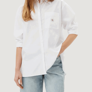 Camicia manica lunga Calvin Klein Jeans poplin relaxed shirt Bianco