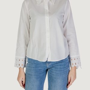 Camicia manica lunga Jacqueline de Yong jdymimi l/s cutout shirt wvn Bianco