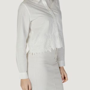 Camicia manica lunga Jacqueline de Yong jdynola l/s short shirt w. emb. wvn Bianco