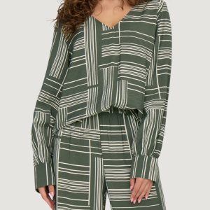 Camicia manica lunga Jacqueline de Yong jdytroya life l/s long top wvn dia Verde Oliva