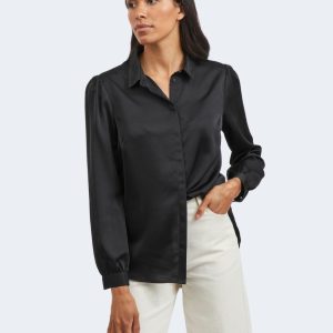 Camicia manica lunga Vila Clothes noos – viellette satin l/s shirt/su – noos Nero