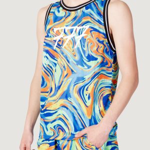 Canotta Triplosette 777 stampa logo in rete Azzurro