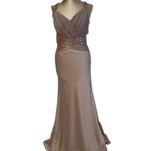 abito impero couture color cipria raso lucido