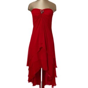 abito cerimonia impero couture color rosso ferrari