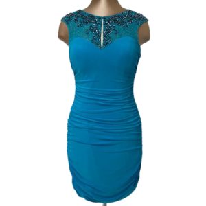 abito corto impero couture turchese