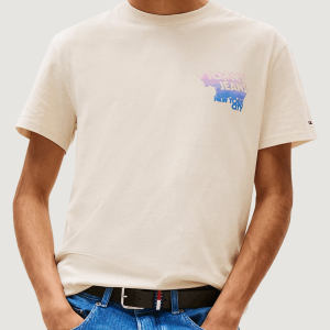T-shirt Tommy Hilfiger Jeans tjm reg stack backpr Beige