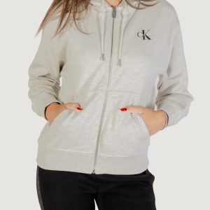 Felpa con cappuccio Calvin Klein Jeans monologo french terr Grigio Chiaro