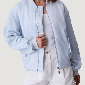 Giubbotto Calvin Klein Jeans satin bomber Celeste