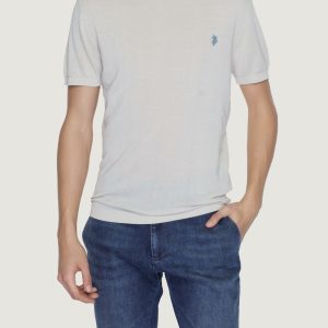 Maglia in filo manica corta U.S. Polo Assn. ike Grigio Chiaro