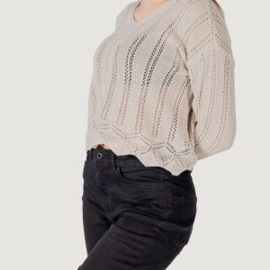 Maglia Only onlelba life ls v-neck cc knt Beige chiaro