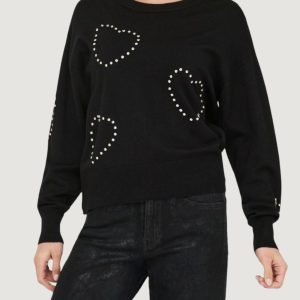 Maglia Only bee ls heart bling oneck cc knt Nero