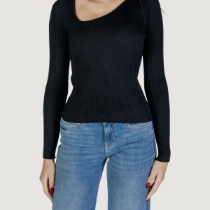 Maglia Vila Clothes vinelly l/s neck detail knit top/pb Nero