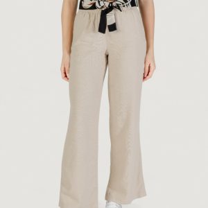 Pantaloni a palazzo Only onlcaro mw linen bl pull-up Beige