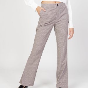Pantaloni a sigaretta Only onljoss hw flared slit check pant tlr rp Beige
