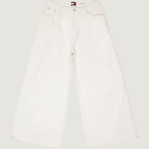 Pantaloni Tommy Hilfiger Jeans mid rise baggy pleat Panna