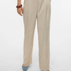Pantaloni regular Vero Moda vmnancy hw straight belt Grigio Chiaro