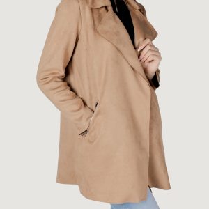 Trench Street One open velours trenchcoat Beige