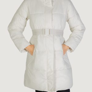 Piumino Calvin Klein Jeans logo belt long puffer Panna