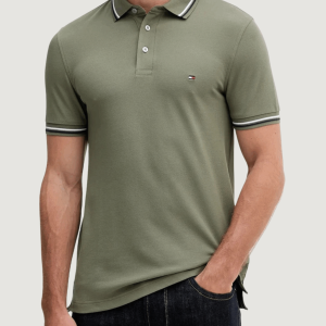 Polo manica corta Tommy Hilfiger tipped slim fit seas Verde