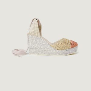 Scarpe con tacco Espadrilles cima rafia Rosa