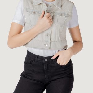 Smanicato Only onlbeverly vest tint bleach dnm red tai Denim chiaro