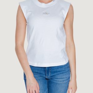 T-shirt Calvin Klein Jeans woven label loose Bianco