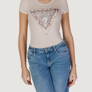 T-shirt Guess ss cn cheeta logo Rosa