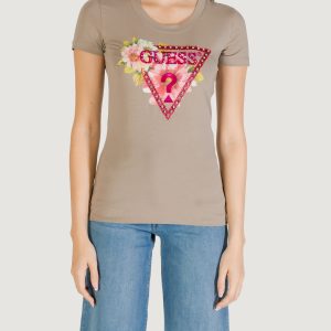 T-shirt Guess ss cn triangle beads Verde Oliva