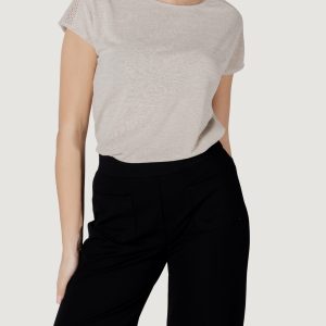 T-shirt Street One ltd qr linen look shirt w.laceshoulde Beige