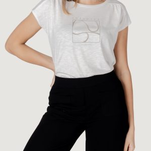 T-shirt Street One partprint shirt w.gathered shoulder Bianco