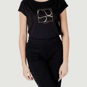 T-shirt Street One partprint shirt w.gathered shoulder Nero