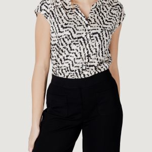 T-shirt Street One printed shirt w.button panel Panna