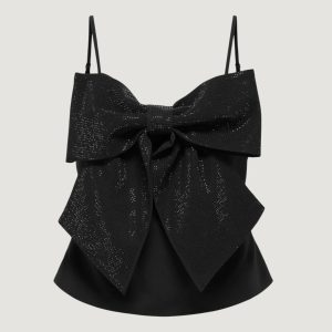Top Only onlginie rhinestone bow strap top wvn Nero